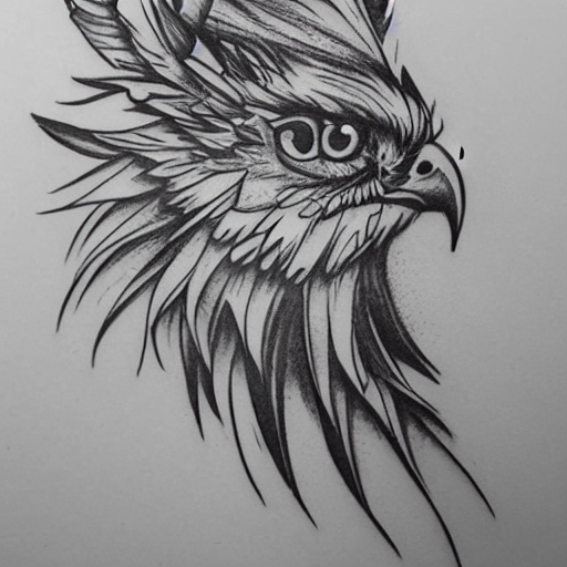 prompthunt: tattoo sample stencil. pencil sketch, hawk