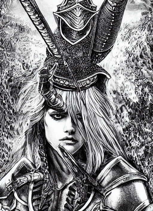 prompthunt: Alexandra Daddario as a knight, highly detailed, black and