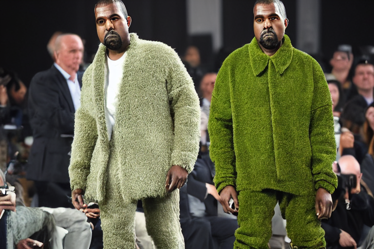 kanye west wearing a suit made of grass, Stable Diffusion