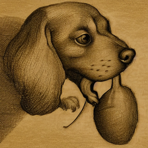 dog eating drawing