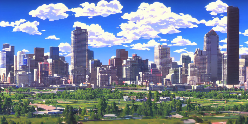 prompthunt the city of Calgary skyline; anime still from OVA animated