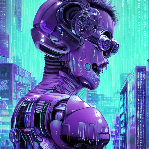 ArtStation - Cyberpunk Purple Robot 4k