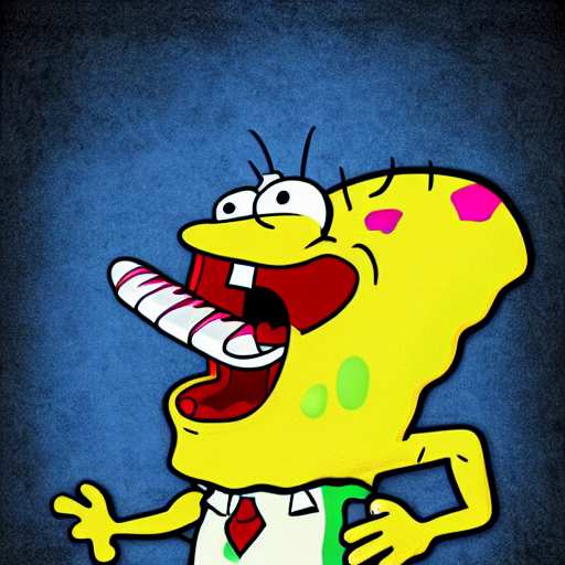 spongebob squarepants, evil, sharp teeth, bad teeth, angry, horror, dramatic, in the style of phil jimenez