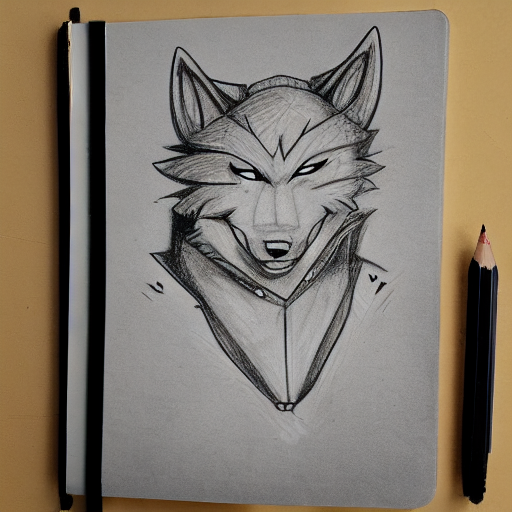 prompthunt: anime style pencil sketch of an anthropomorphic wolf