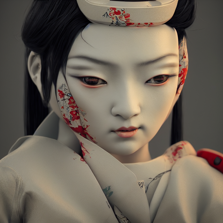 prompthunt japanese geisha robot android portrait in the style of ash