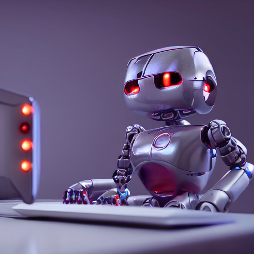 prompthunt: toy robot typing on a computer, dslr, 8 k, octane beautifully  detailed render, warm mood, cinematic lighting, detailed photo,  masterpiece, volumetric lighting, ultra realistic, highly detailed, high  quality, lossless, photorealistic