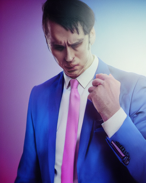 blue suit lavender shirt