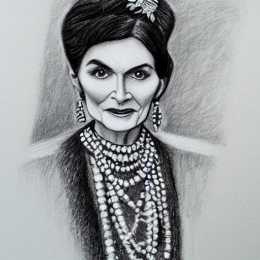 prompthunt: pencil illustration of coco Chanel highly detailed, cinematic