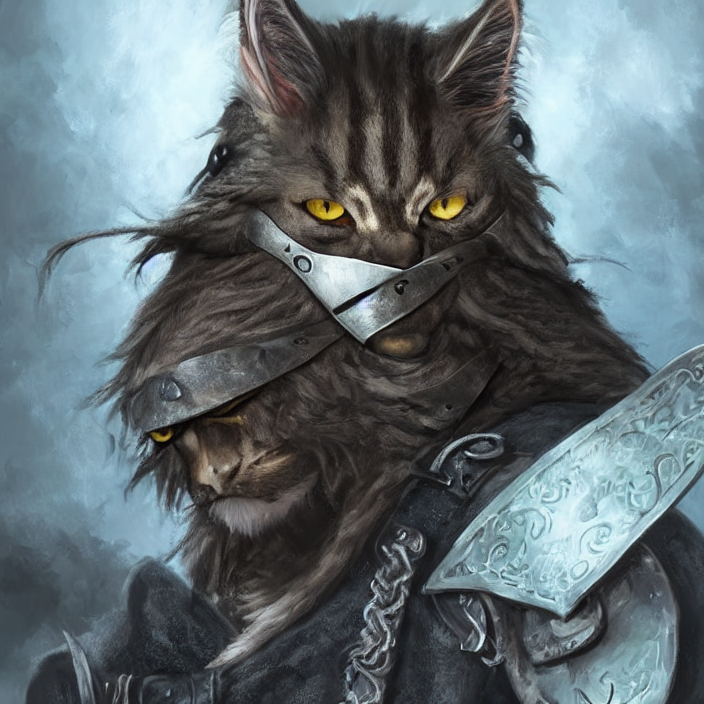 khajit tabaxi catfolk humanoid with maine coon features with an eye patch on the left eye and black fur holding two shortswords cloaked in shadow and wearing hooded leather armor toned muscle, dungeons and dragons, pure white background, fantasy, tarot card style, half body portrait, high detail, hyper realistic