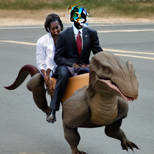 Obama Riding A Velociraptor