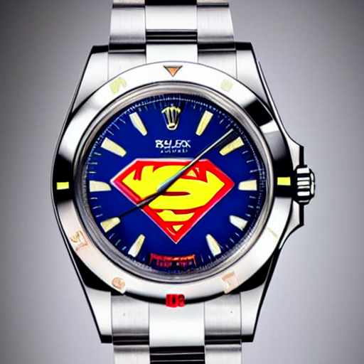 prompthunt: superman - themed rolex watch, photo, magazine ad, beautiful,  expensive