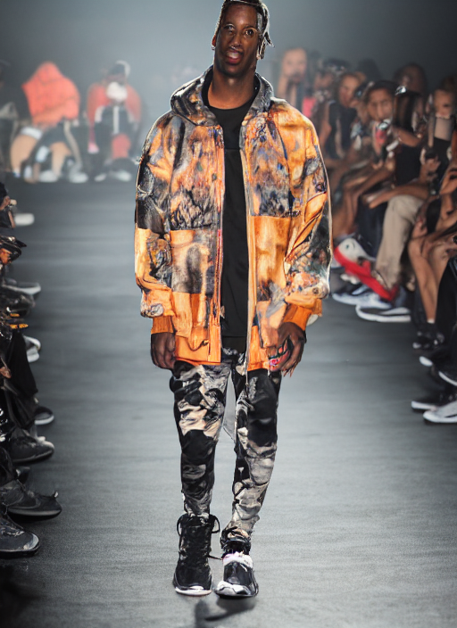 prompthunt: hyperrealistic and heavy detailed nike runway show of travis  scott, leica sl 2 5 0 mm, vivid color, high quality, high textured, real  life