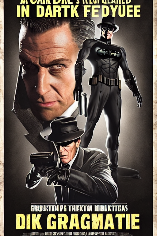 prompthunt: a movie poster for a dark and gritty inspector gadget movie, in  the style of a batman movie