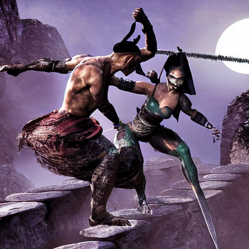 prompthunt: photo of kitana and baraka from mortal kombat 2