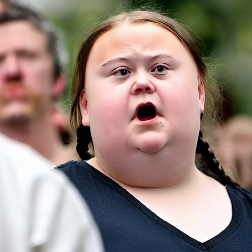 prompthunt: fat greta thunberg is angry