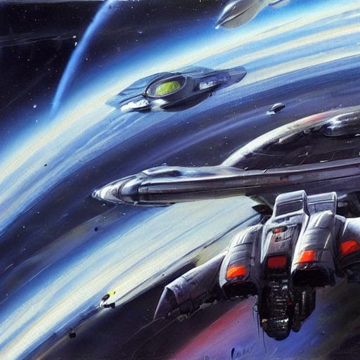 prompthunt scifi smooth spaceship entering lightspeed concept art oil