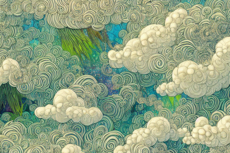 prompthunt simplicity, a huge flock of many ornate mottled puffy