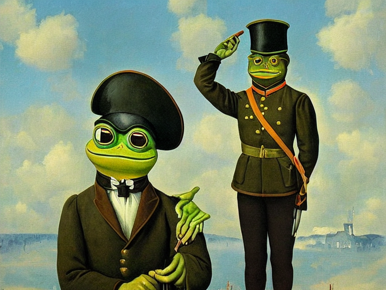 prompthunt: beautiful painting of pepe the frog saluting prussian ...