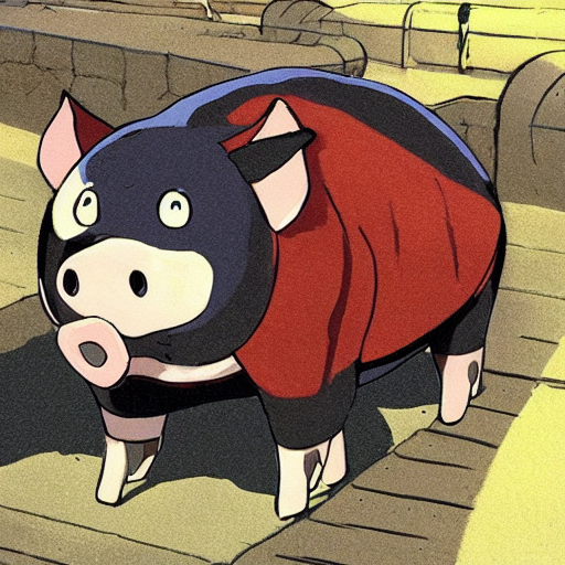 prompthunt: Fall of capitalism, pigs with jackets, ghibli studio style,  anime style