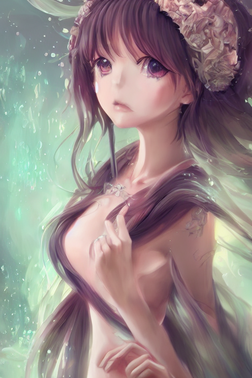 Digital painting cute anime beautiful girl in fantastic style