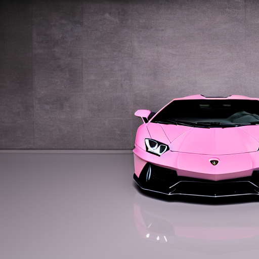 prompthunt: pink Lamborghini Aventador, wide shot, dimly lit, white  background, highly detailed, rule of thirds, vibrant, studio lighting