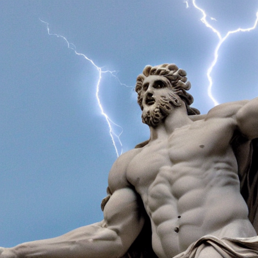 Zeus Greek God Statue With Lightning Bolt