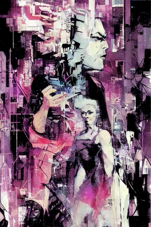prompthunt cyberpunk dreaming by bobby zeik and bill sienkiewicz and