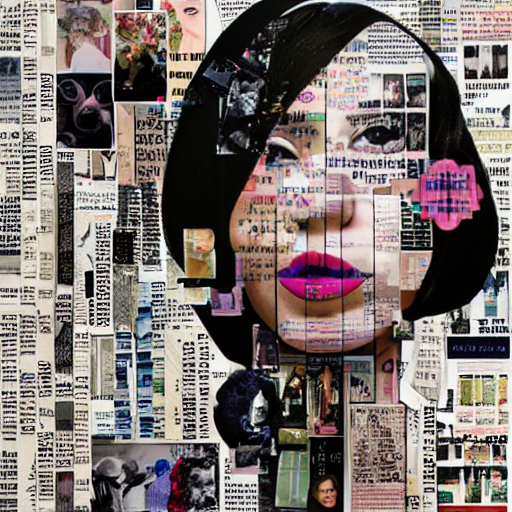 prompthunt: a beautiful collage portrait of a depressed girl, made in a  magazine clipping collage style, clippings of a fashion magazine, made by a  depressed art student