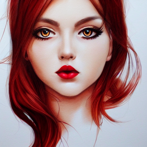 prompthunt: a realistic illustration portrait of a beautiful cute girl with  wavy black red hair, a pointy nose and, round chin black eyeliner, trending  on artstation, intricate sift lighting, realistic