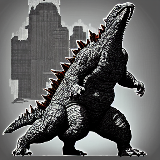 prompthunt godzilla pixel art, nft, deviant art, artstation top
