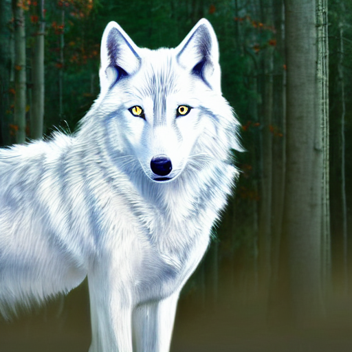 prompthunt: white wolf with blue eyes in the autumn forest, blue eyes ...