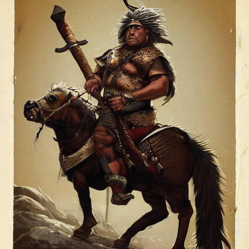 prompthunt: portrait of danny devito as a hunnic barbarian on horseback