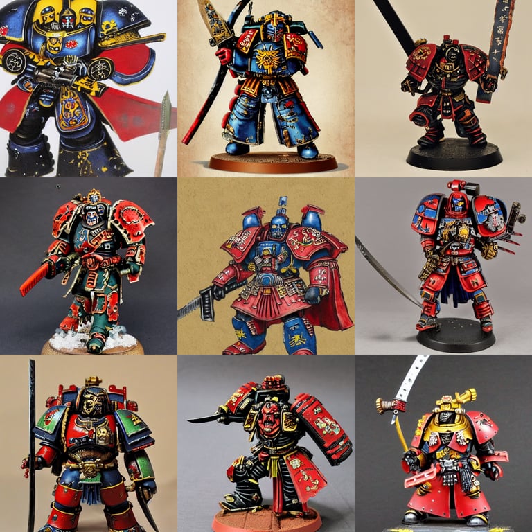 prompthunt: Warhammer 40k Space Marine painted as a samurai from the Edo  period, Japan, Japanese art, Edo period, chainsaw sword katana, samurai  armor, samurai warrior, detailed, brush painting
