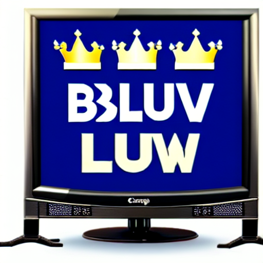 prompthunt: talk show with blue crown logo , TV show