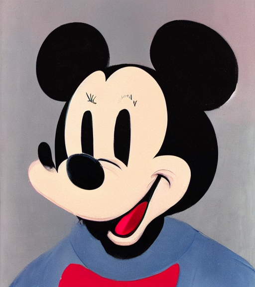 prompthunt: sad mickey mouse portrait painted by francis bacon s - w 5 7 6