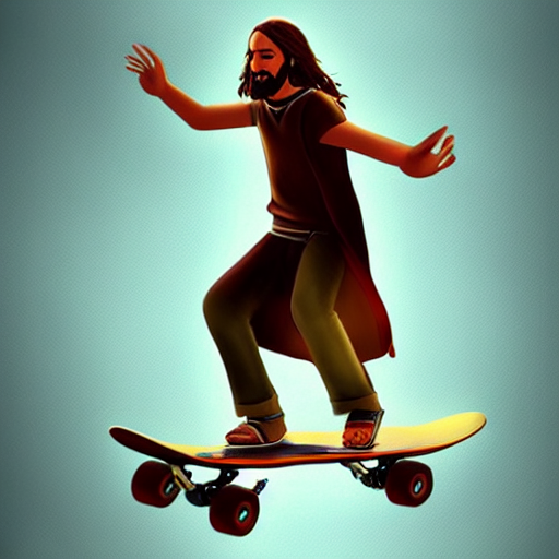 mikrobølgeovn følelsesmæssig Håndskrift prompthunt: photo of jesus christ riding a skateboard, digital art,  artstation