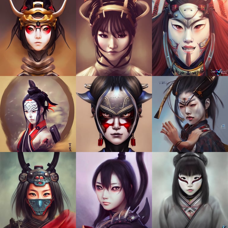 Only face, pout face, Samurai girl,Anime, Mechanical