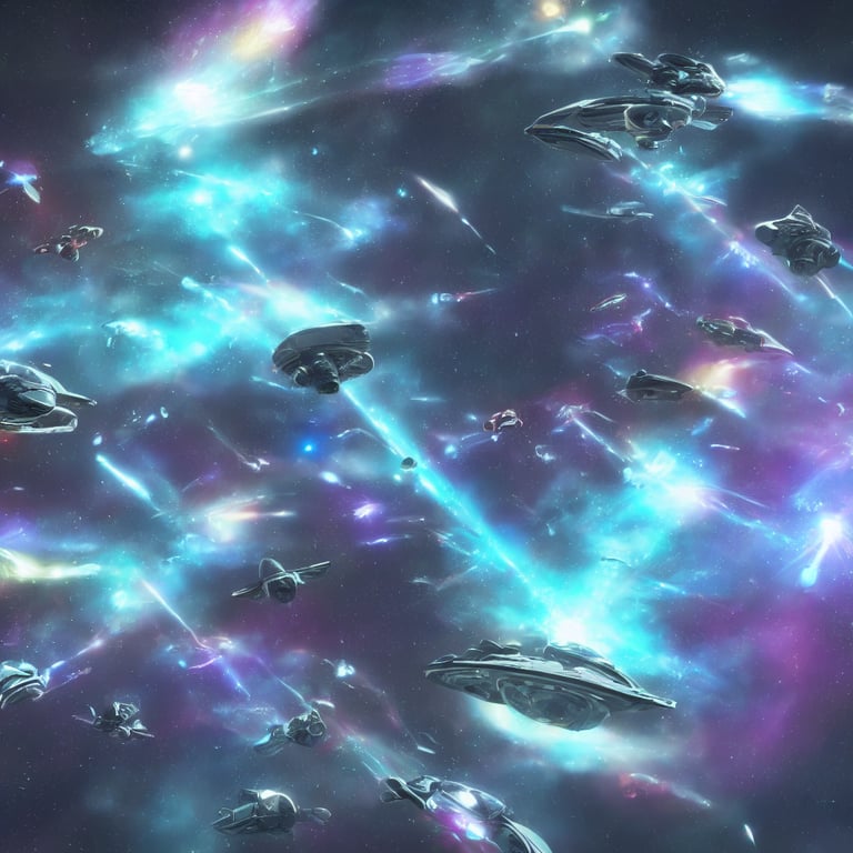 galactic space fleet flying out of a warp portal, 8 k resolution