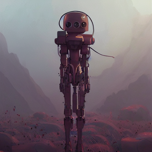 prompthunt: lonely robot seeks intricate complexity, by greg rutkowski, ross tran, conrad roset, takato yomamoto, ilya kuvshinov. 4 k, beautiful, cinematic dramatic atmosphere