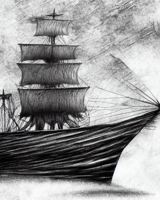 pirate ship pencil drawing