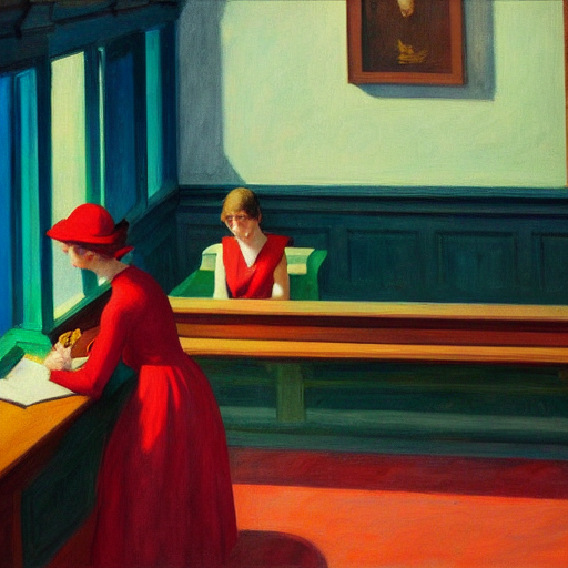 prompthunt: The Librarian painted by Edward Hopper, 4k,