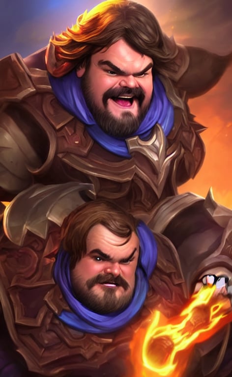 prompthunt: Jack Black as a character in the game League of Legends, with a  background based on the game League of Legends, detailed face, old 3d  graphics