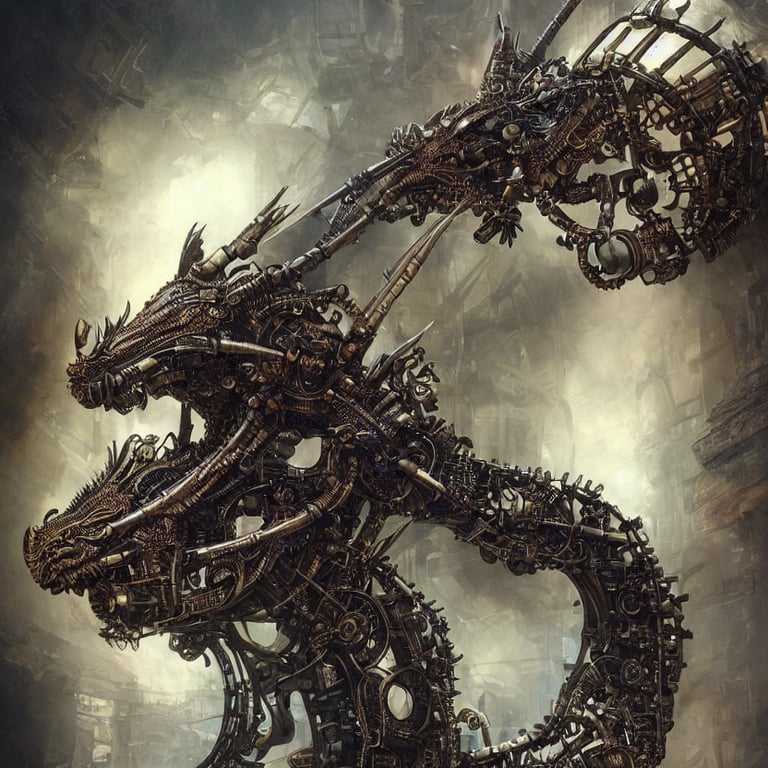 prompthunt: hyper realistic mixed midea portrait of a beautiful mechanical  steampunk dragon, stunning 3d render inspired art by P. Craig Russell and  Barry Windsor-Smith + perfect facial symmetry + dim volumetric lighting,