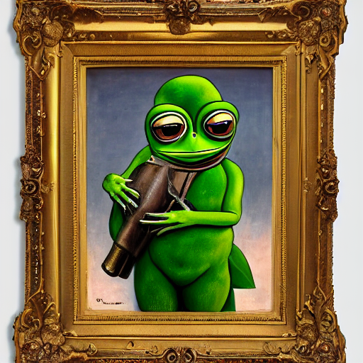 prompthunt: pepe the frog in ww 1 military parade, schirmmutzen,  pickelhaube, expressive oil painting in style of sandro botticelli and  leonardo da vinci, uncropped