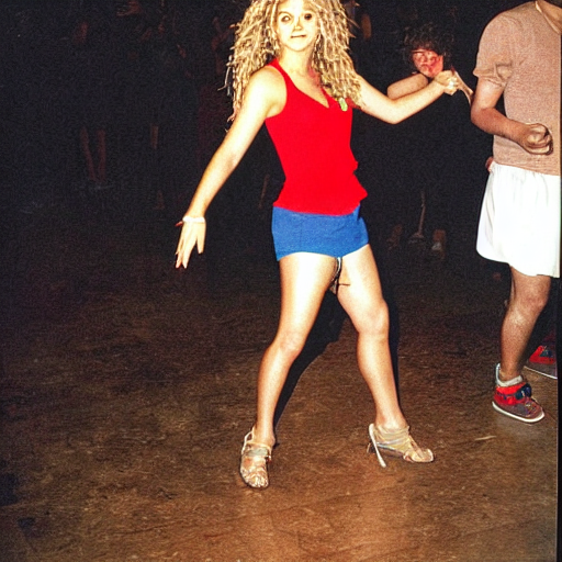 prompthunt: Shakira dancing the cookie monster dance, in a nightclub, 1990  photograph