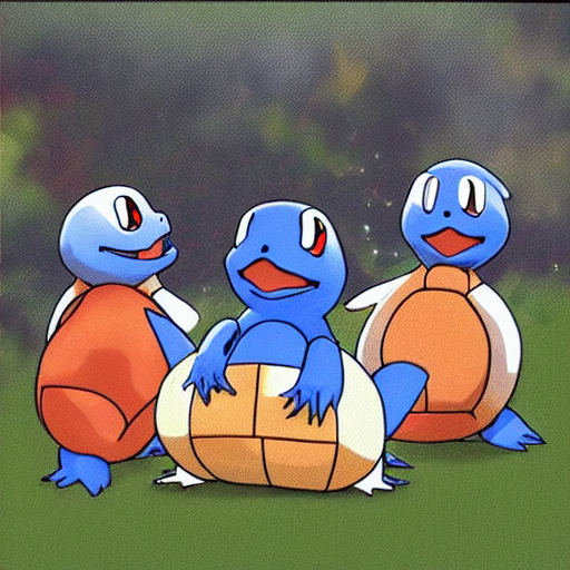 a group of the squirtle pokemon having a beer, Stable Diffusion