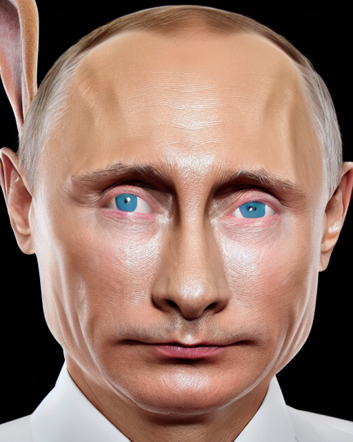 prompthunt: of vladimir putin sitting in a makeup chair wearing highly detailed rabbit in the style of rick studio lighting, soft focus