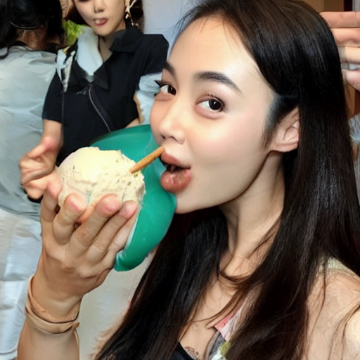 prompthunt angelababy eating a big polypoop icecream