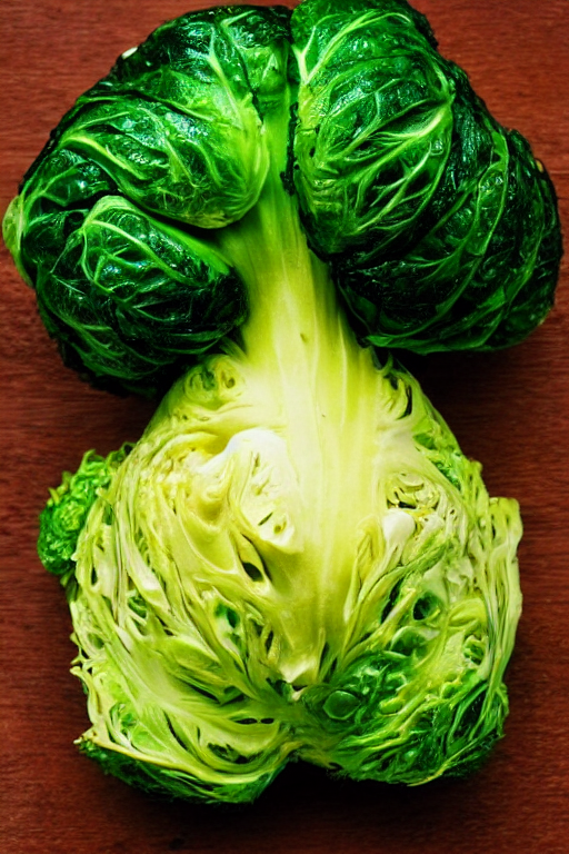 prompthunt 📷 russell crowe the brussel sprout, made of food, head