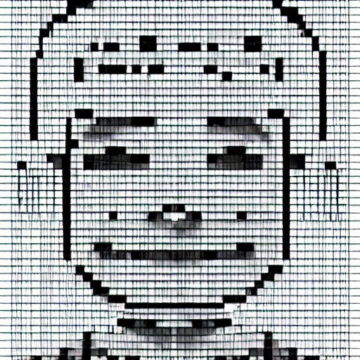 prompthunt: ascii art of an artificial robot made in the shape of a man,  human steel smooth face